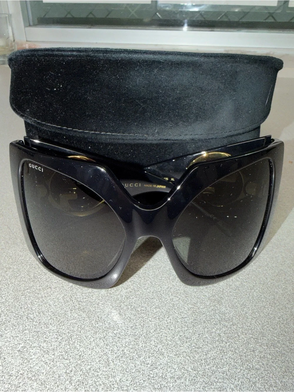 Gucci Black Oversized Shield Sunglasses